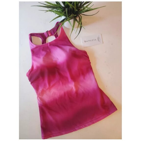 ATHLETA Maldives Bra Cup Tankini Top #657735 Size 34B/C Pink Tie Dye MSRP $89 - Picture 3 of 4
